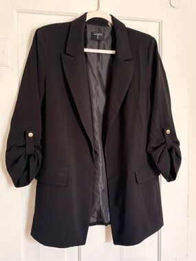 Tahari Black 3/4 Sleeve Blazer with Gold Buttons